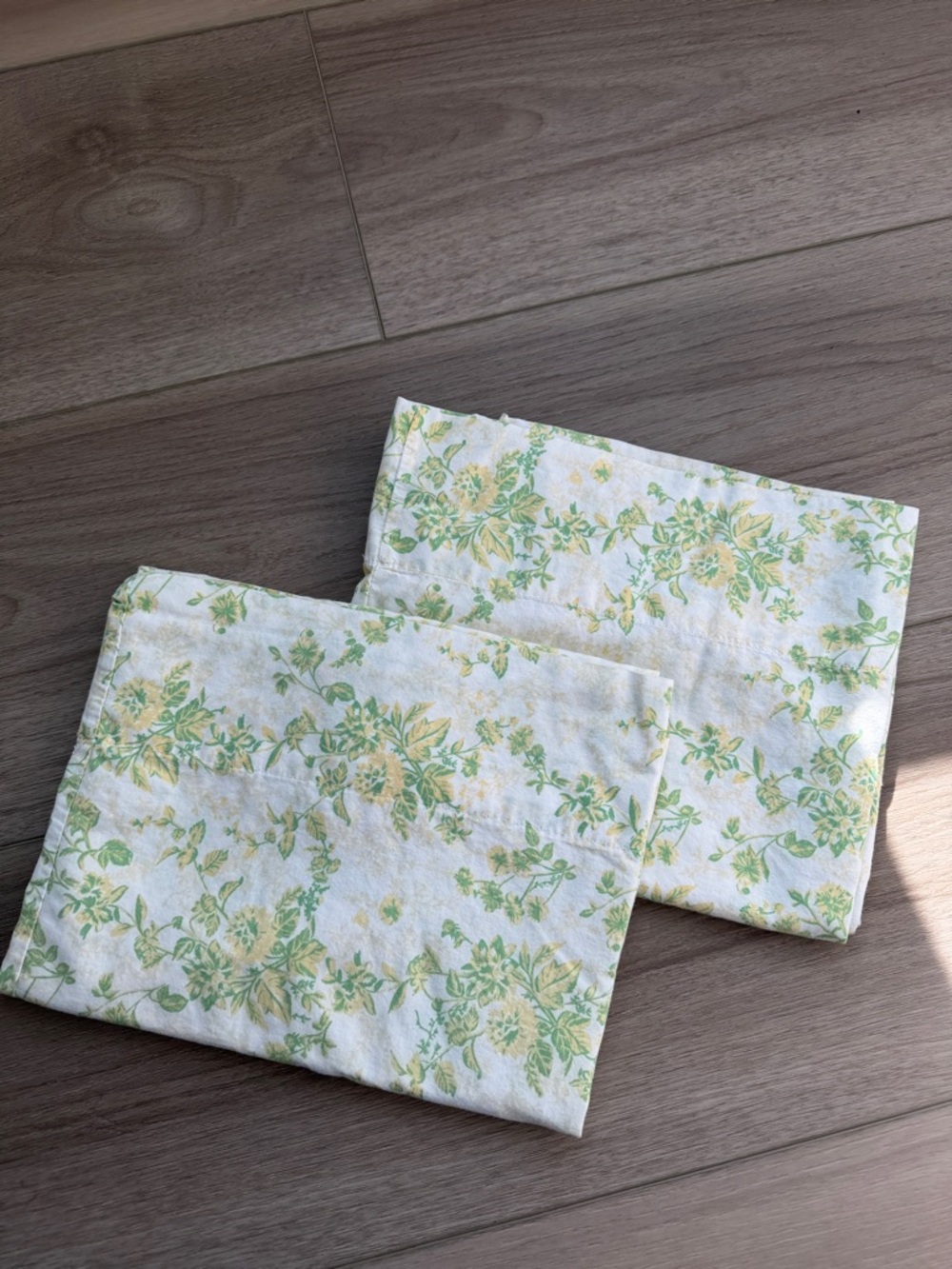Urban Outfitters Floral Pillowcase Pair in Soft Yellow & Green